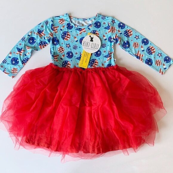 NWT Kiki + Lulu PATRIOTIC PARTY IN THE U.S.A. Girl Dress With Tulle 5-6 Years 5T - Picture 1 of 7
